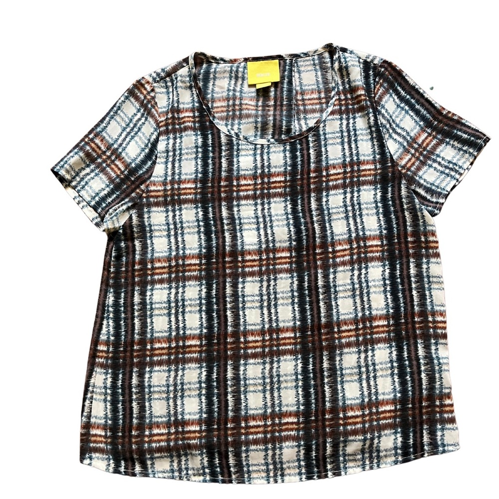 Maeve (Anthropologie) Plaid Scoop
Neck Cross Back Blouse Women's
